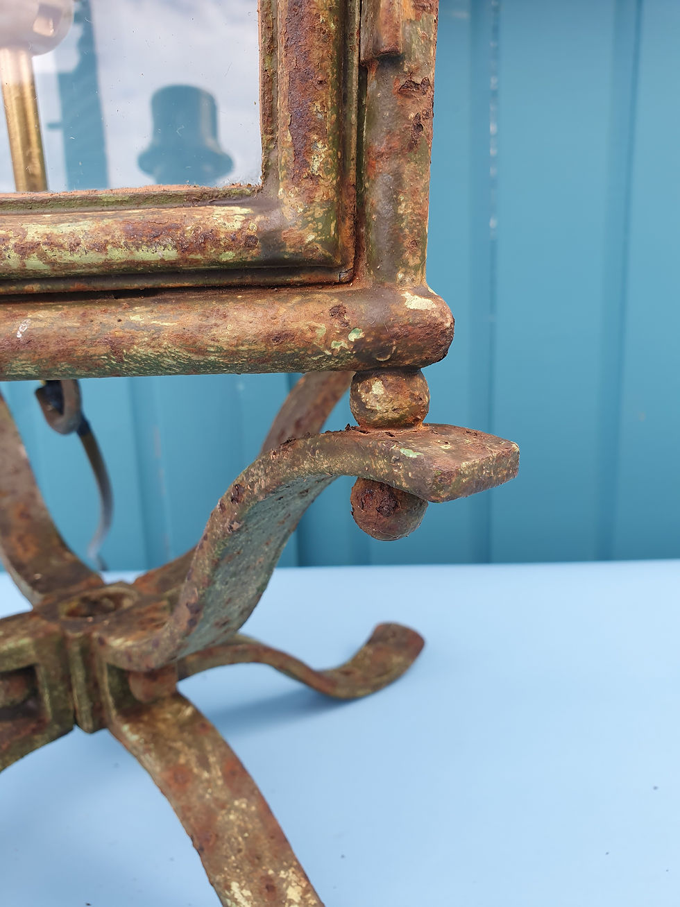 Thumbnail: Victorian Green Painted Garden Lantern Converted From Gas