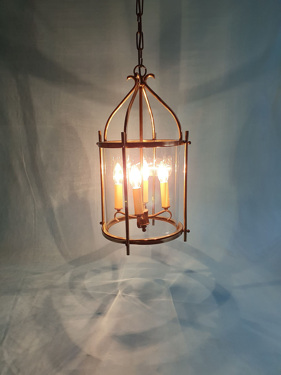 Thumbnail: Early 20th century French round hall lantern with four bulbs 13"