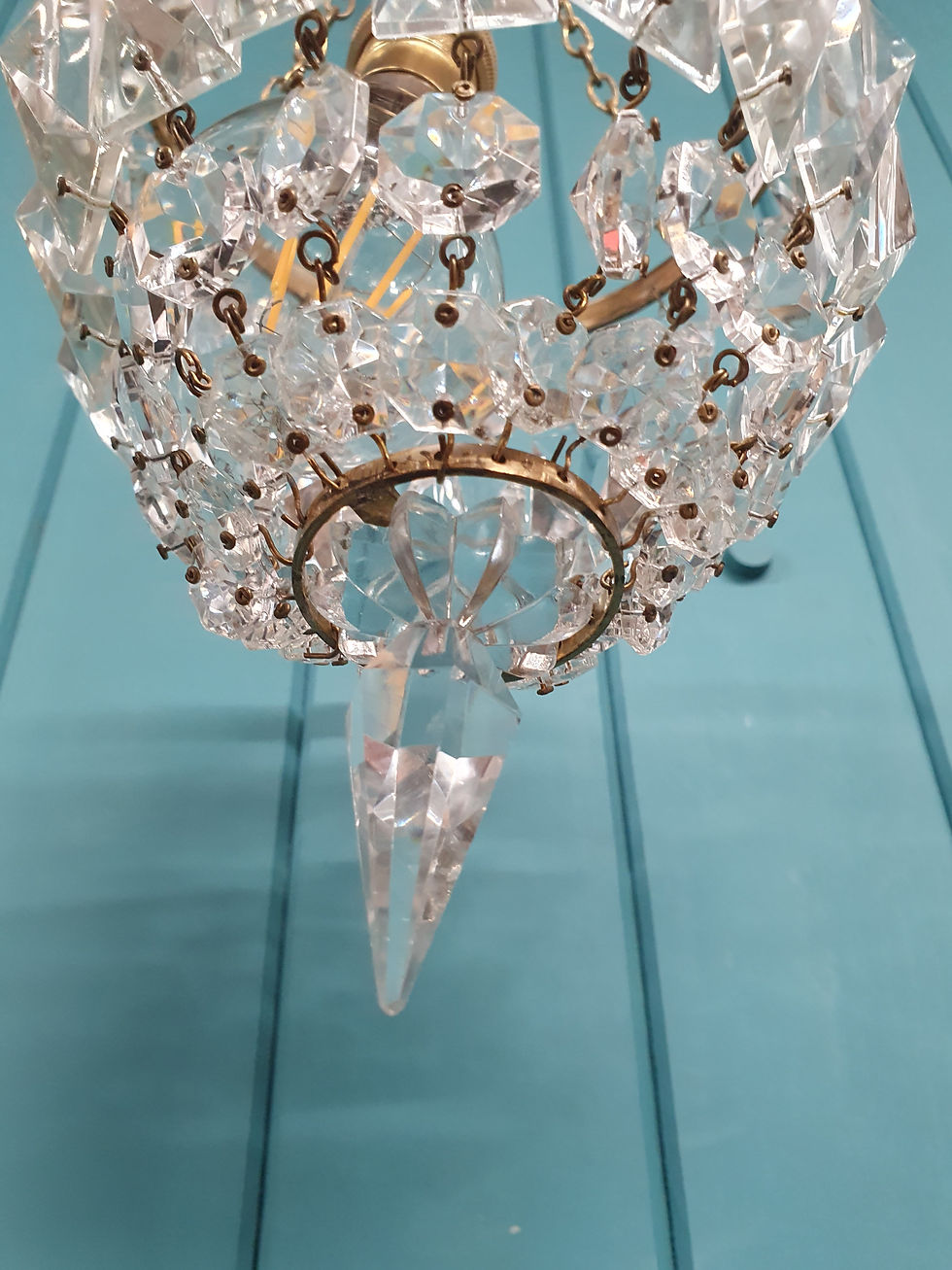 Thumbnail: Early 20th century small prism bag chandelier 6"