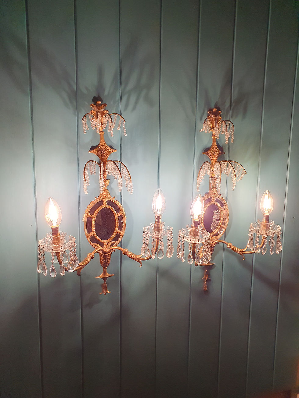 Thumbnail: Early 20th century pair of decorative wall lights  13"