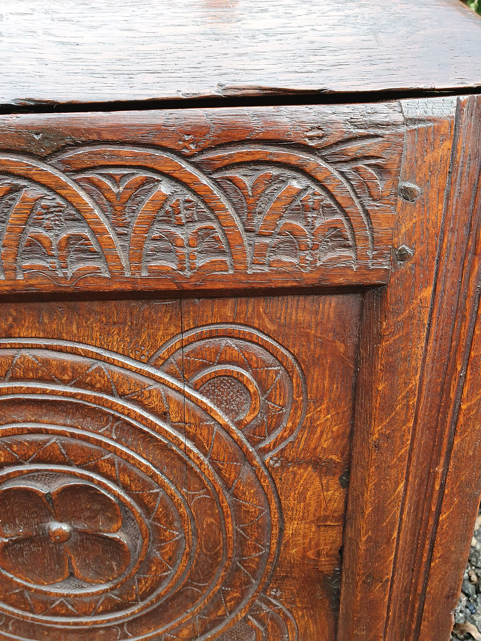 Thumbnail: Unusual Oak log bin, made from pieces of 17th-century timber
