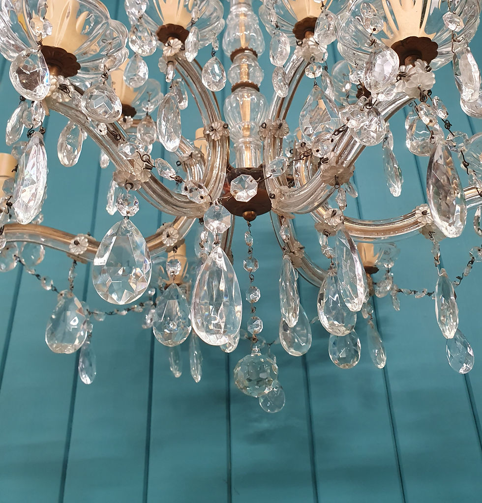 Thumbnail: 12 arm cut glass crystal antique chandelier 25"