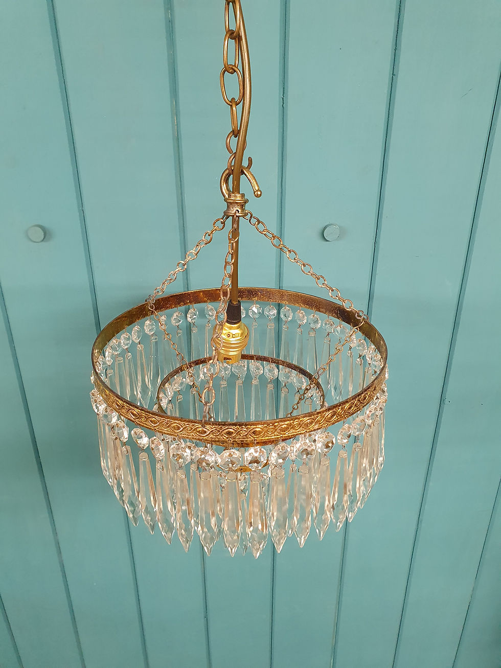 Thumbnail: Early 20th century three tear spike chandelier 10"