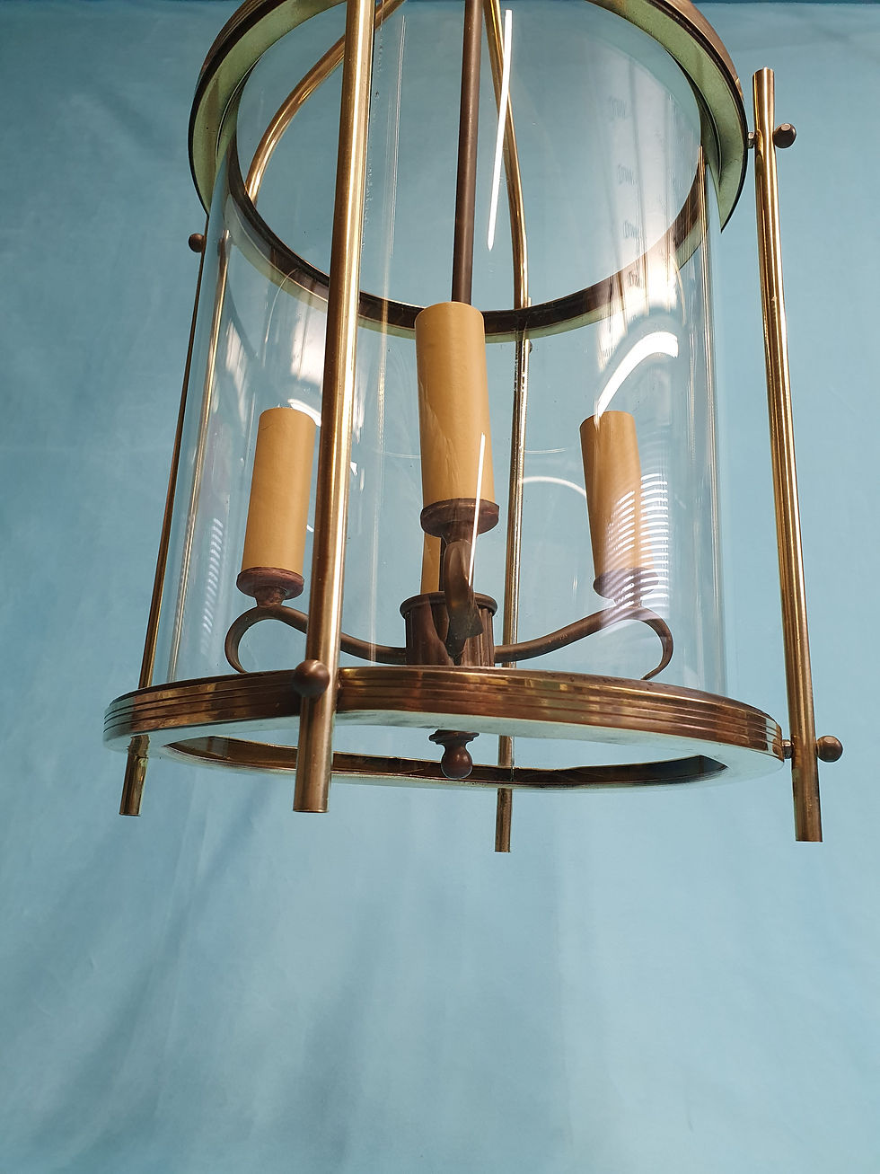 Thumbnail: Early 20th century French round hall lantern with four bulbs 13"