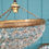 Thumbnail: Antique cut glass crystal bag chandelier 10"