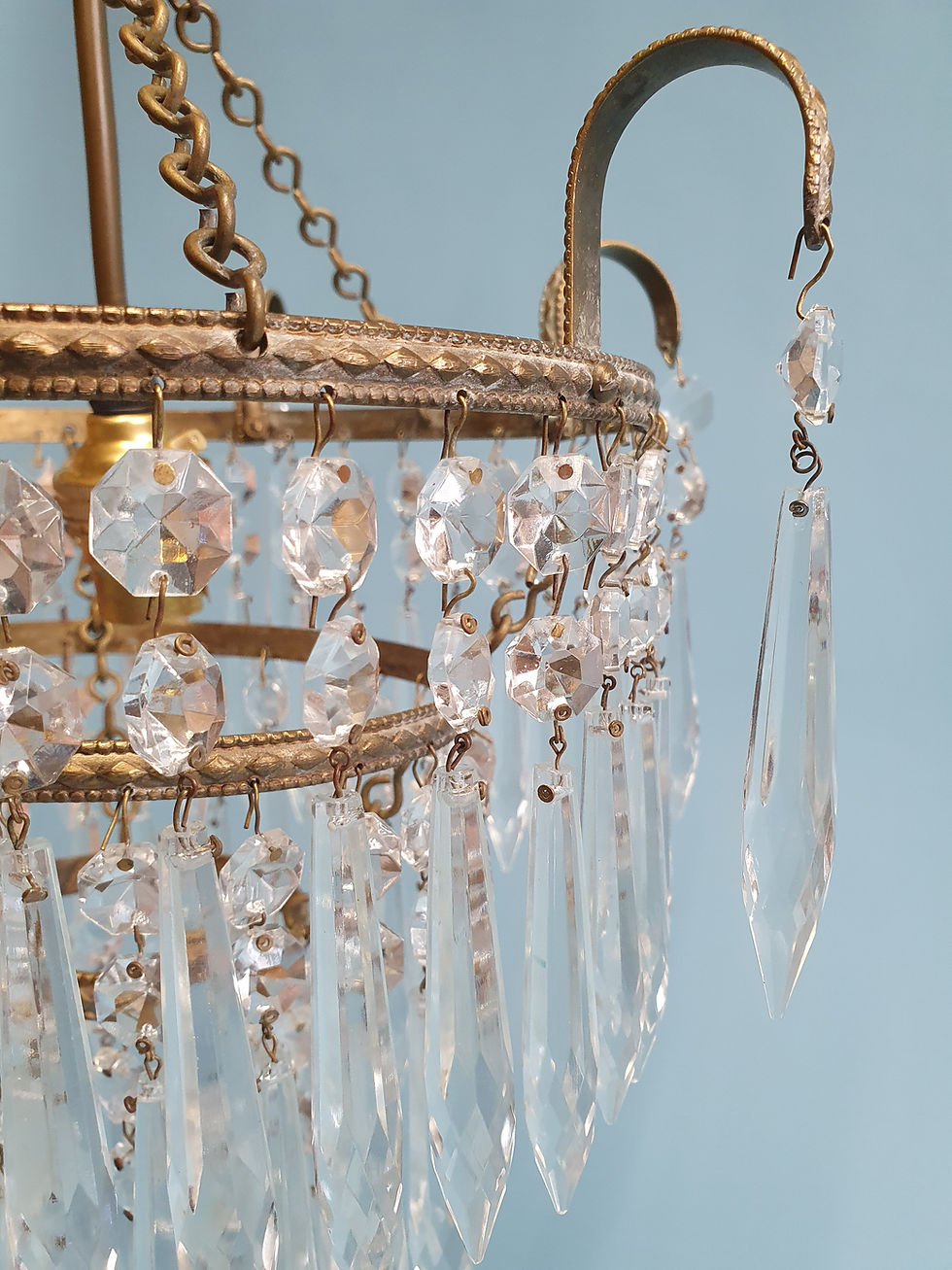 Thumbnail: Early 20th century 11" spike chandelier with finials
