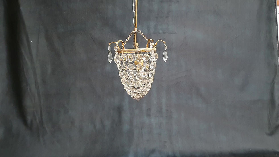 Thumbnail: Early 20th century small bag chandelier 5"