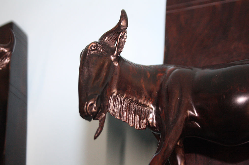 Thumbnail: Mid 20th century pair of wildebeest book ends
