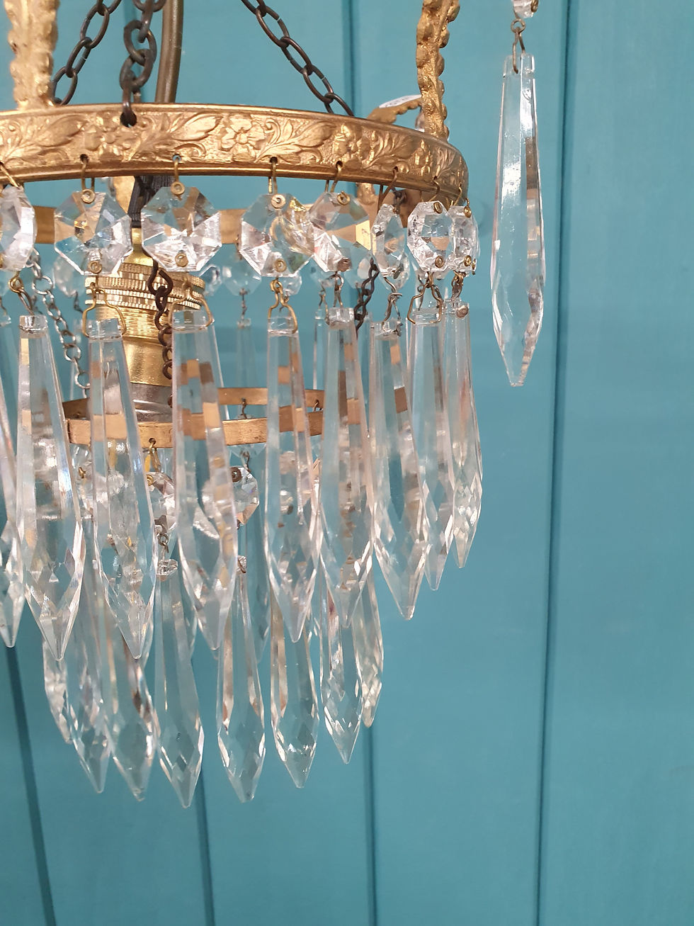 Thumbnail: Early 20th century spike chandelier with finials 8"