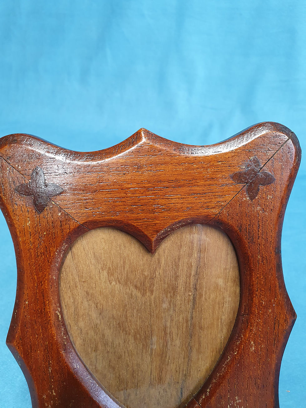 Thumbnail: Pair of heart shaped walnut photograph frames
