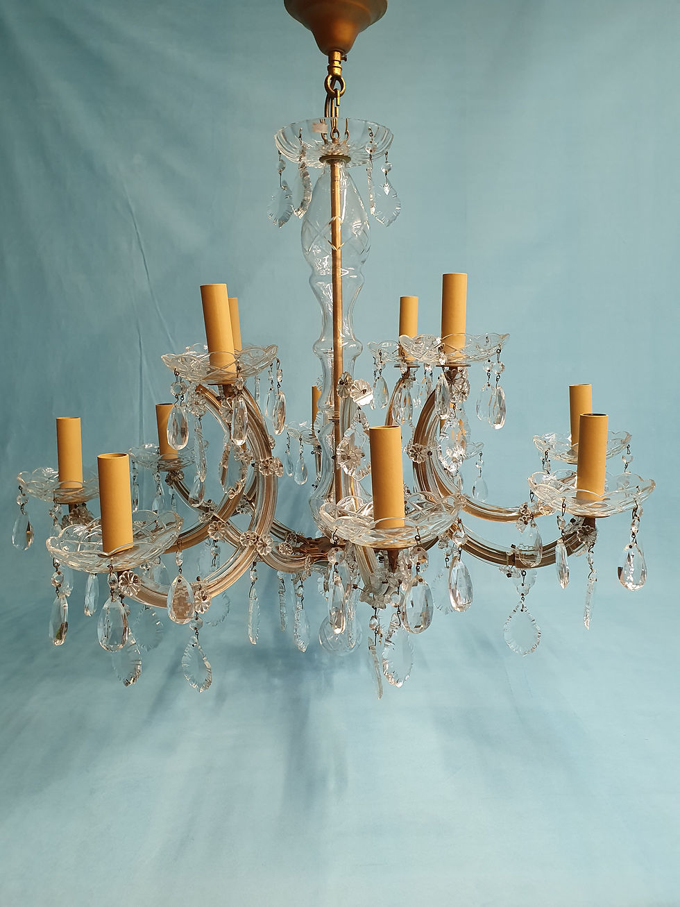 Thumbnail: First half of the 20th century large two tier chandelier with 12 arms  31"