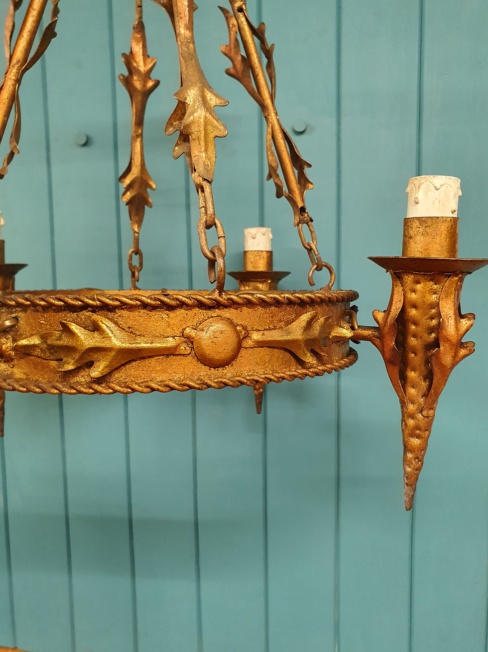 Thumbnail: Late 19th century French Coronet chandelier gold 22"