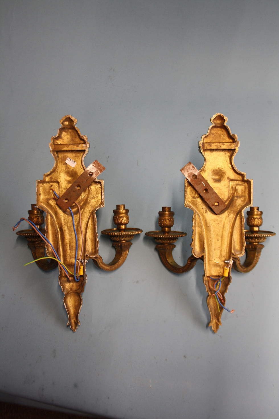 Thumbnail: Early 20th century pair of brass wall lights