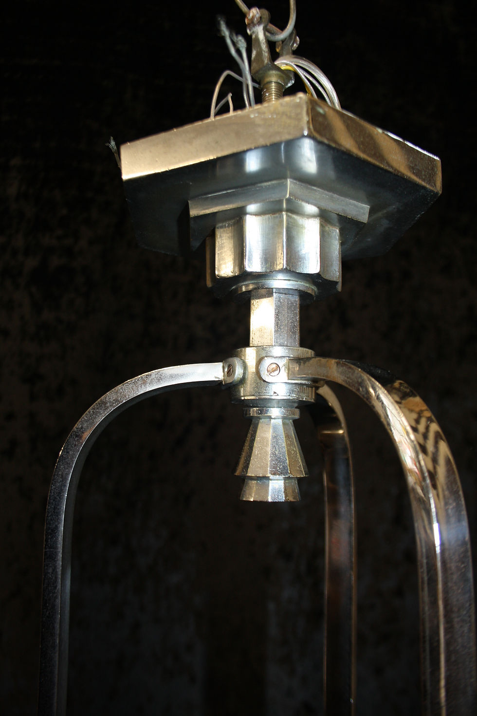 Thumbnail: Art deco chrome chandelier 21"