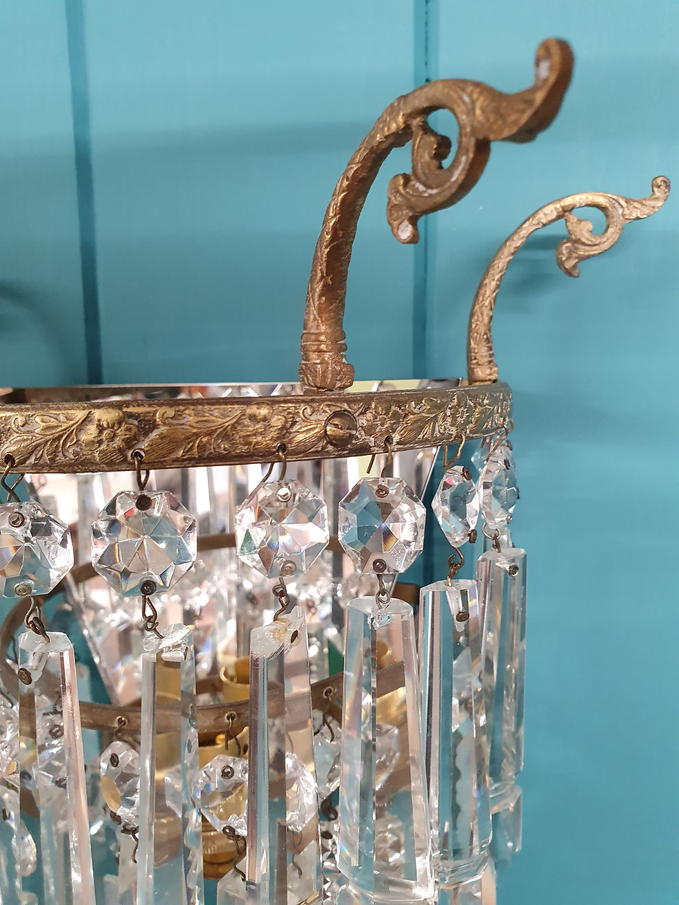 Thumbnail: Early 20th century pair of wall lights with mirror backs