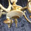 Thumbnail: Early 20th century French five arm brass and alabaster chandelier 19"
