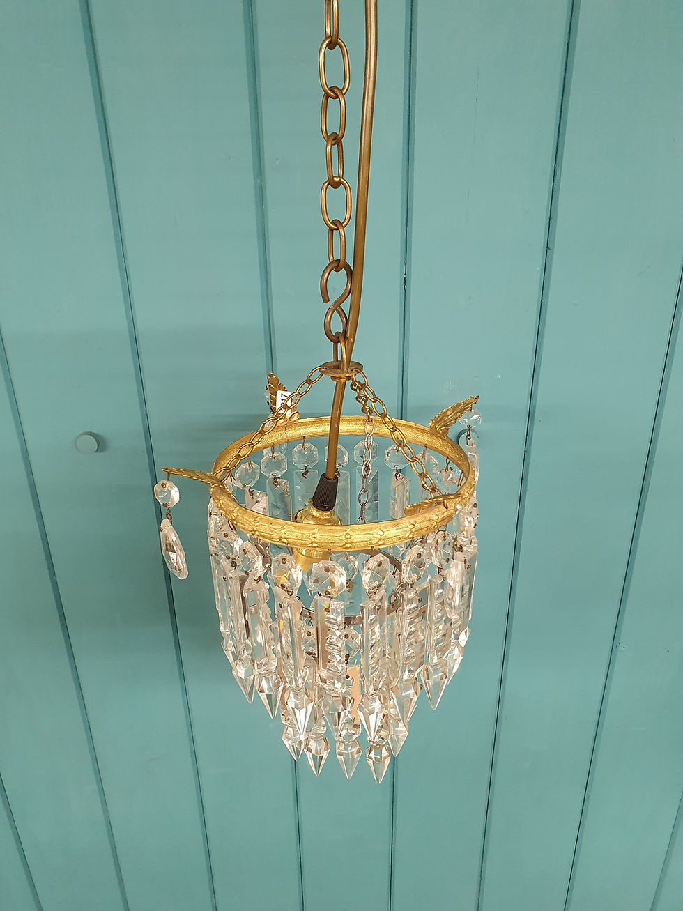 Thumbnail: Early 20th century small lustre chandelier 9"