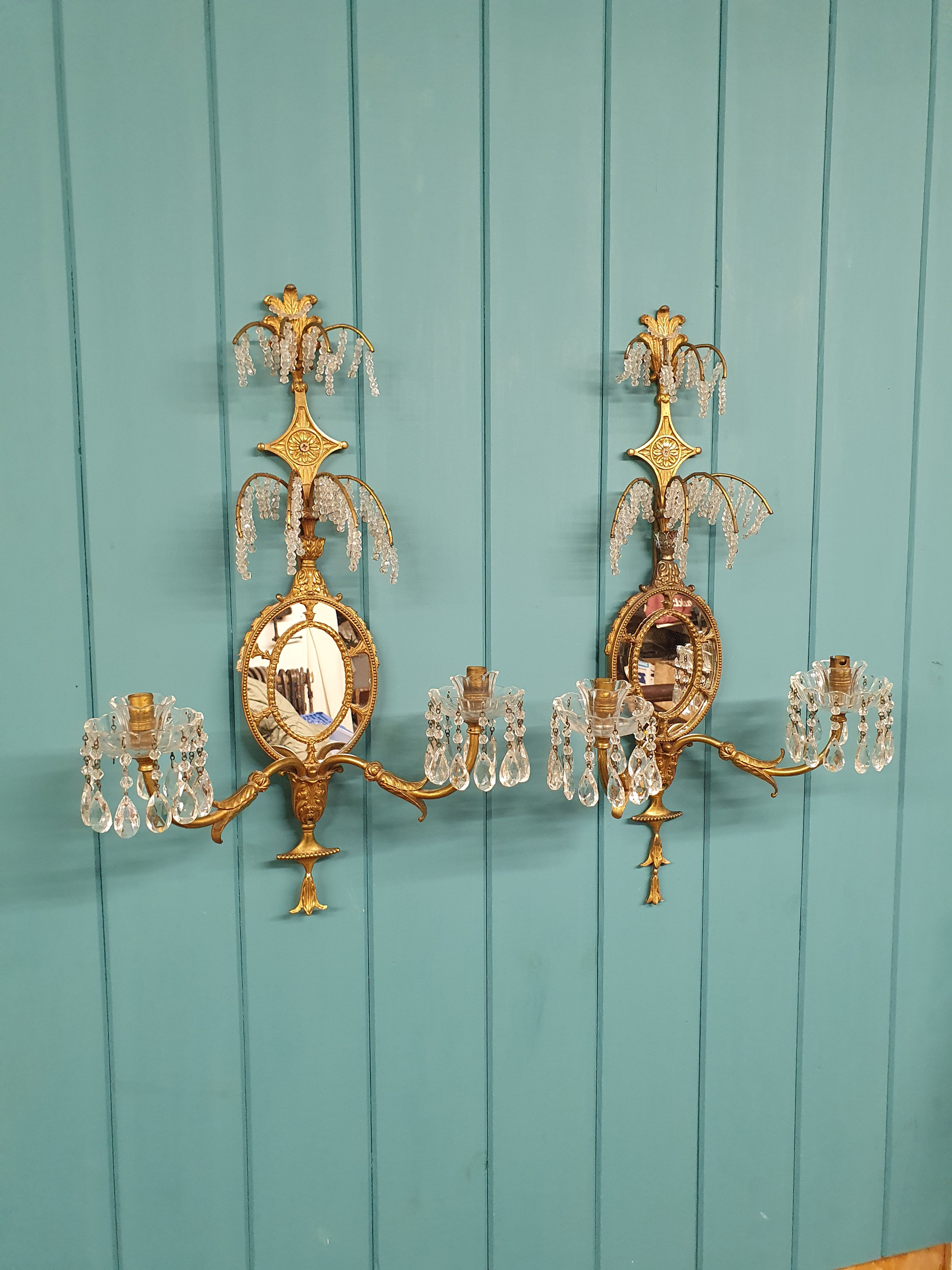 Early 20th century pair of decorative wall lights  13"