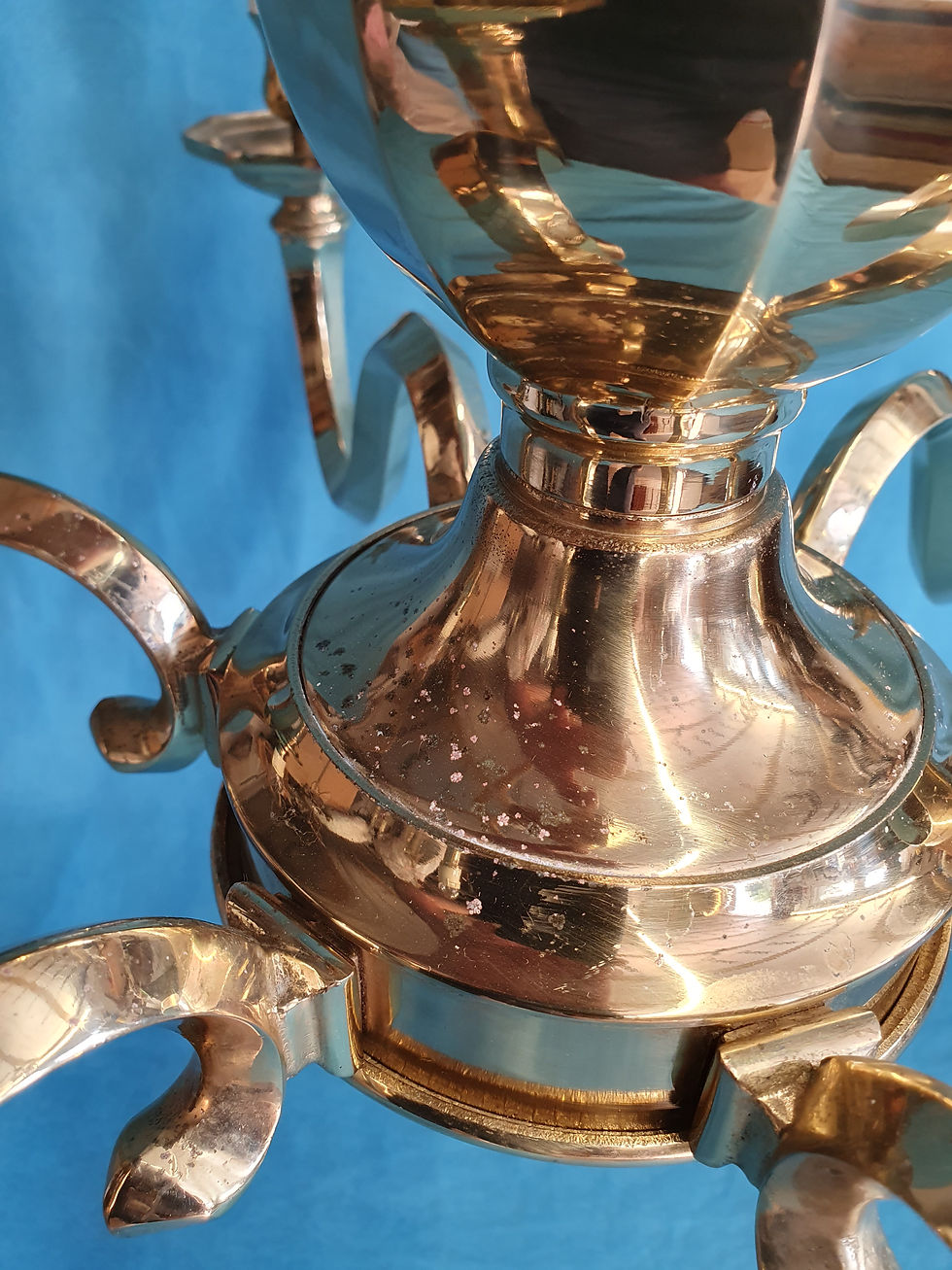 Thumbnail: Pair of mid 20th century brass antique chandeliers 29"