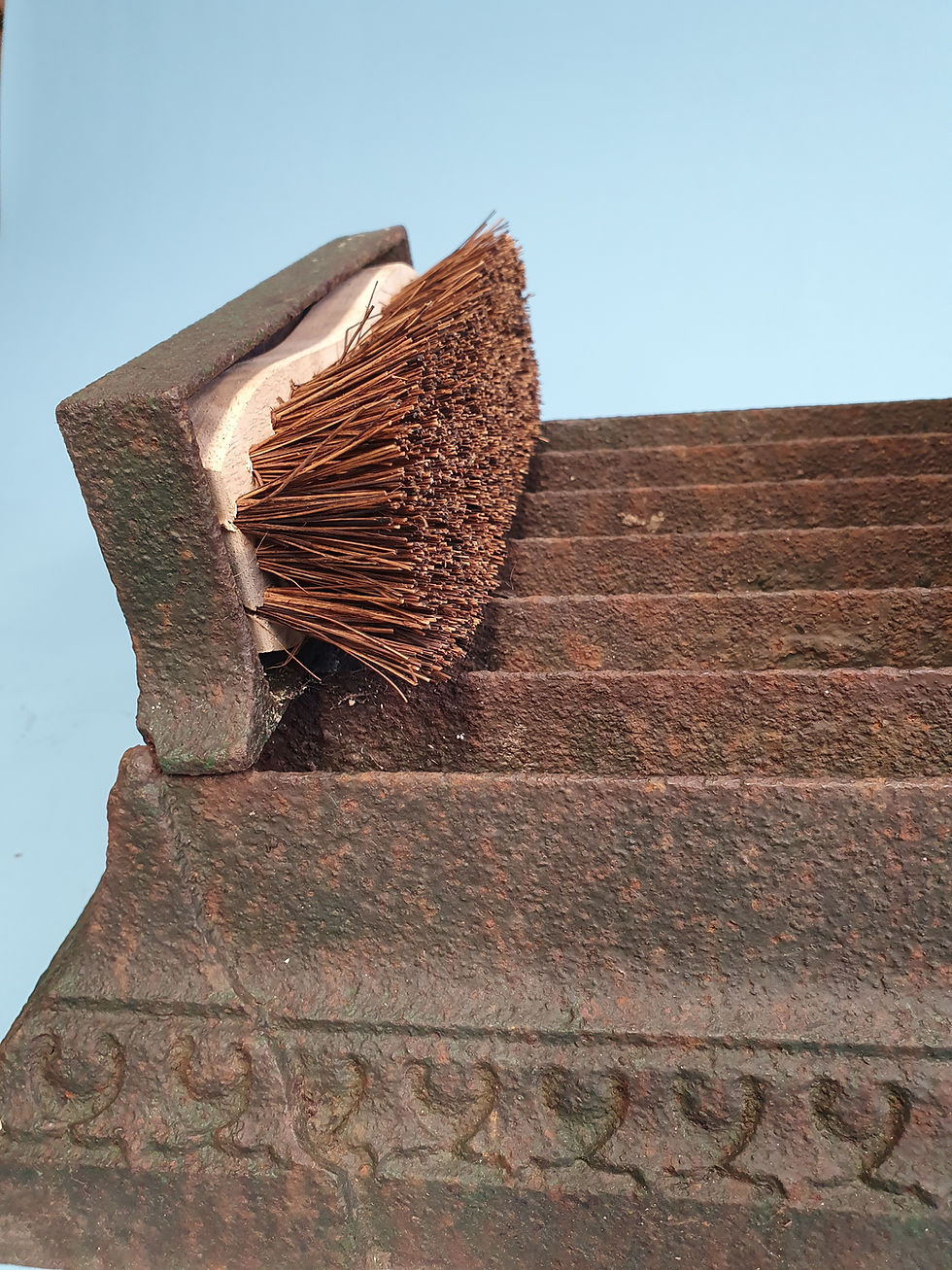 Thumbnail: Late 19 century cast iron boot scraper with brushes to the side