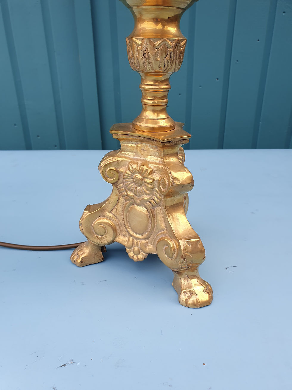Thumbnail: Early 20th century Pair of baroque style brass candlesticks