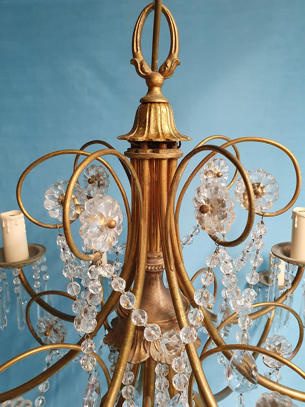 Thumbnail: Unusual Pair of Two Tier 14 Arm Cut Glass Crystal Chandeliers 43"