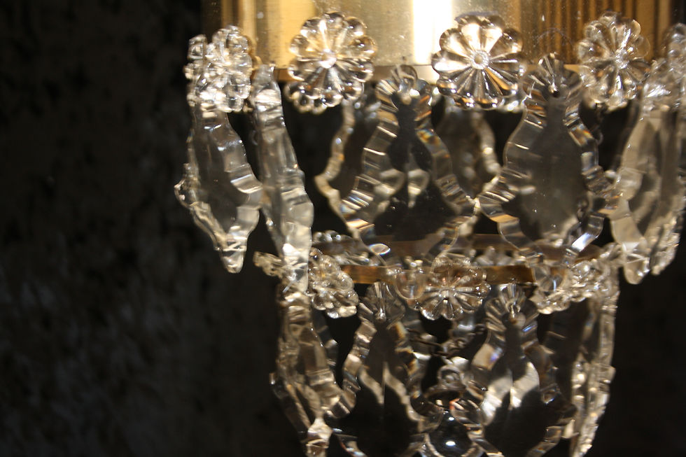 Thumbnail: Early 20th century small pair of chandelier with flat drips 8"