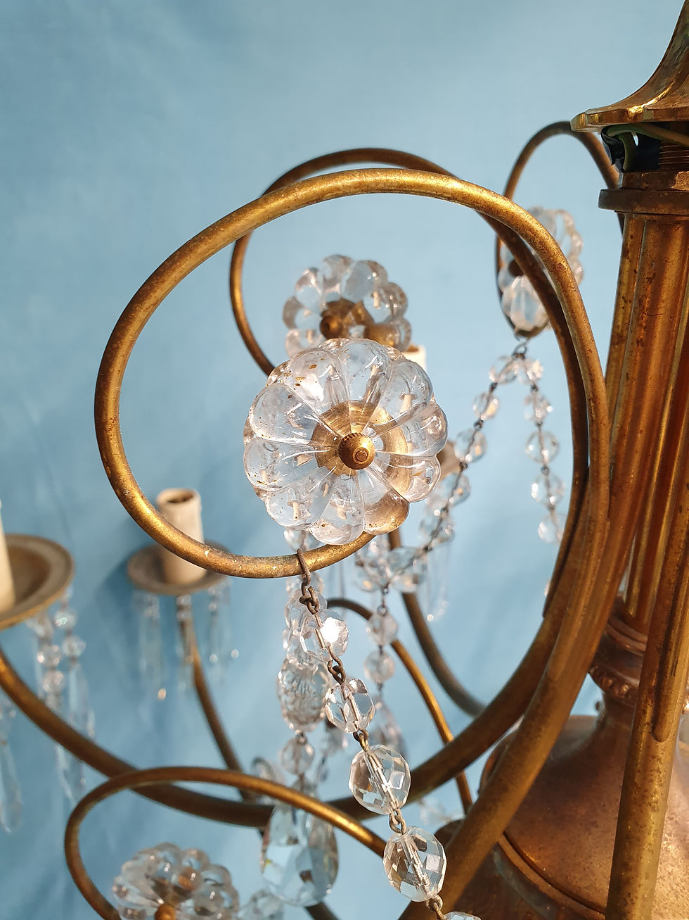Thumbnail: Unusual Pair of Two Tier 14 Arm Cut Glass Crystal Chandeliers 43"