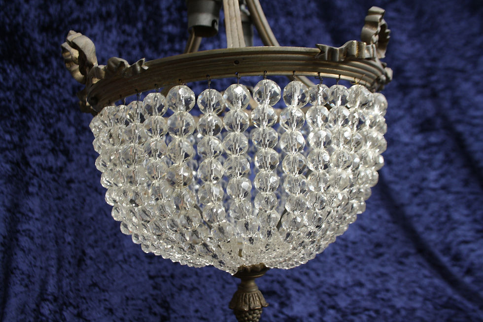 Thumbnail: Early 20th century French bead chandelier 11"