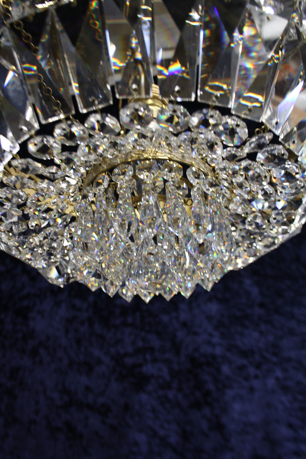 Thumbnail: Mid 20th century lustre bag chandelier 14"