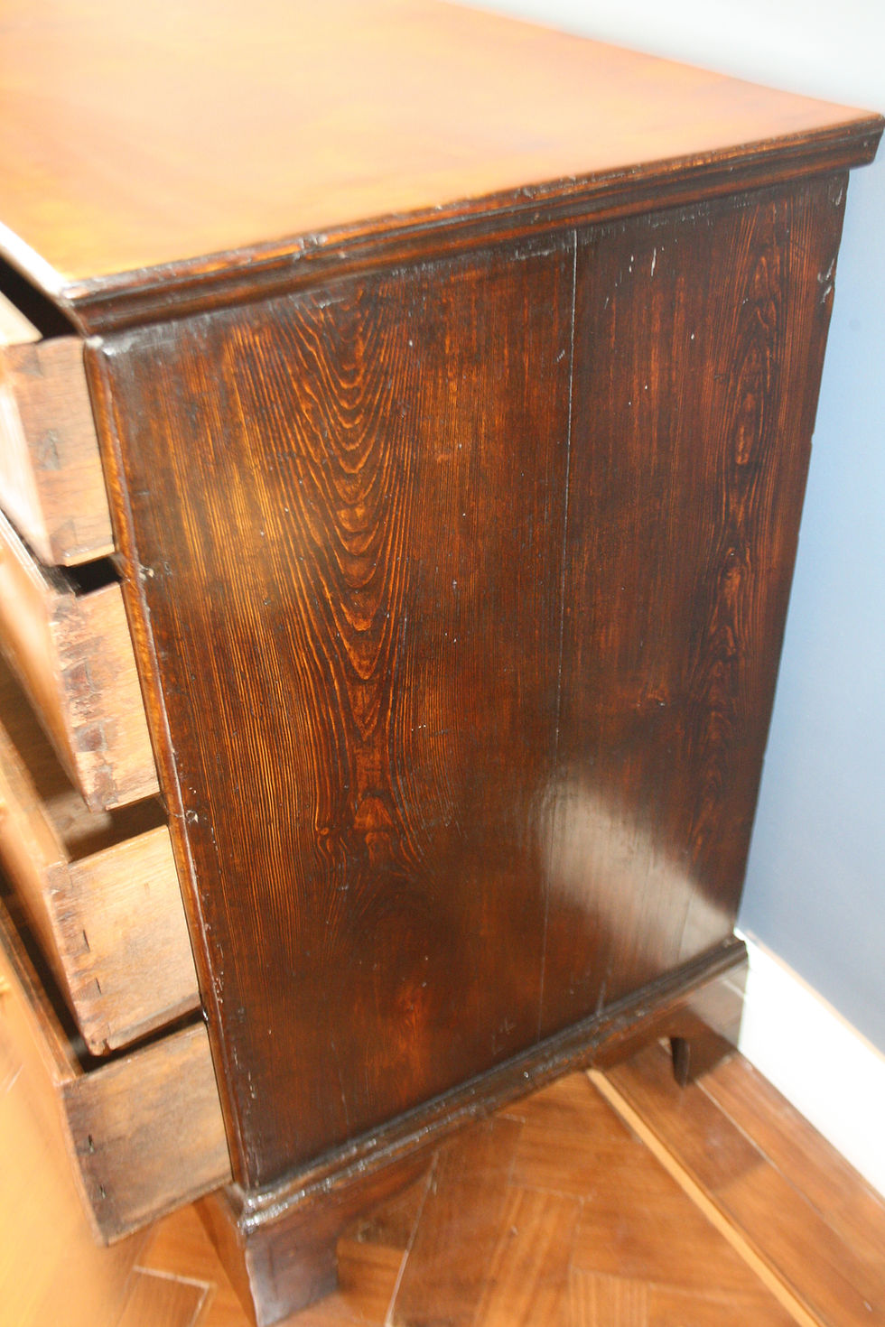 Thumbnail: Early 18th century 3F wide C1730 walnut chest of drawers