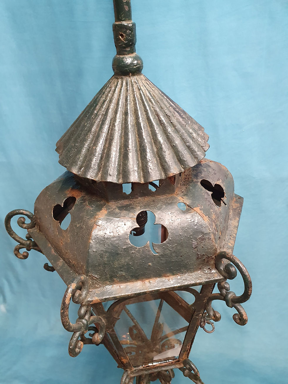 Thumbnail: Late 19th century large outside porch light with Shamrocks 15"
