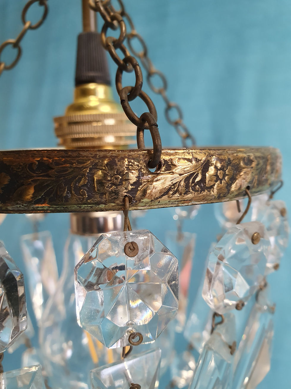 Thumbnail: Early 20th century small prism chandelier 6"