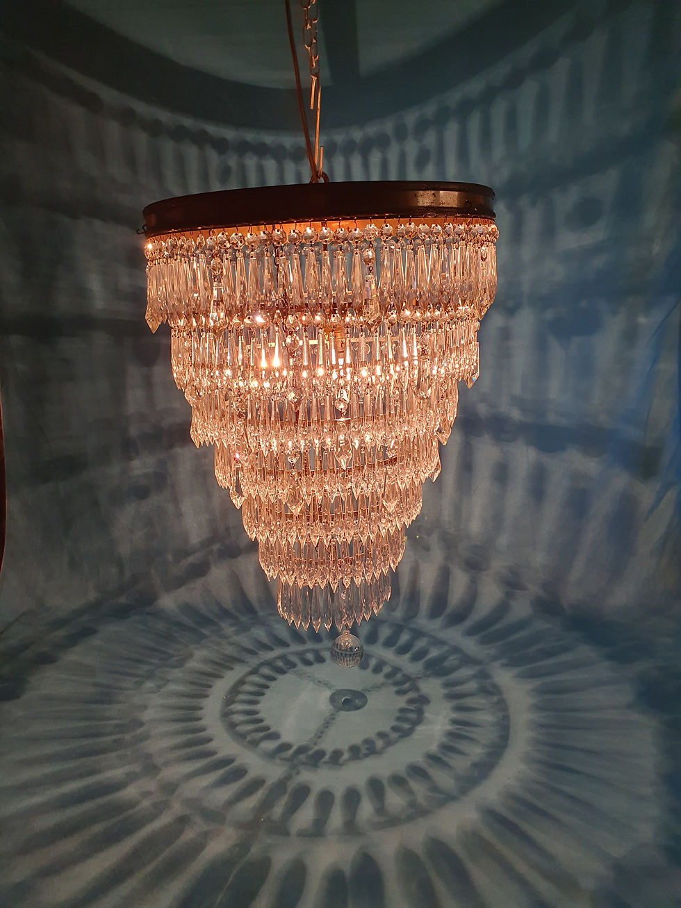 Thumbnail: Large stunning seven tier spike waterfall chandelier 18"