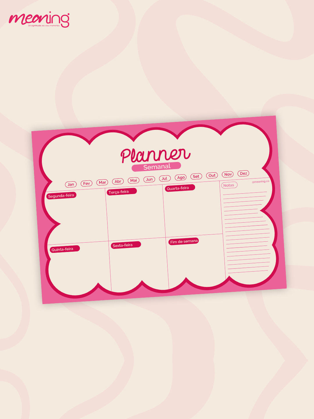 Planner Semanal Aesthetic Rosa para Imprimir | Organizador de Parede