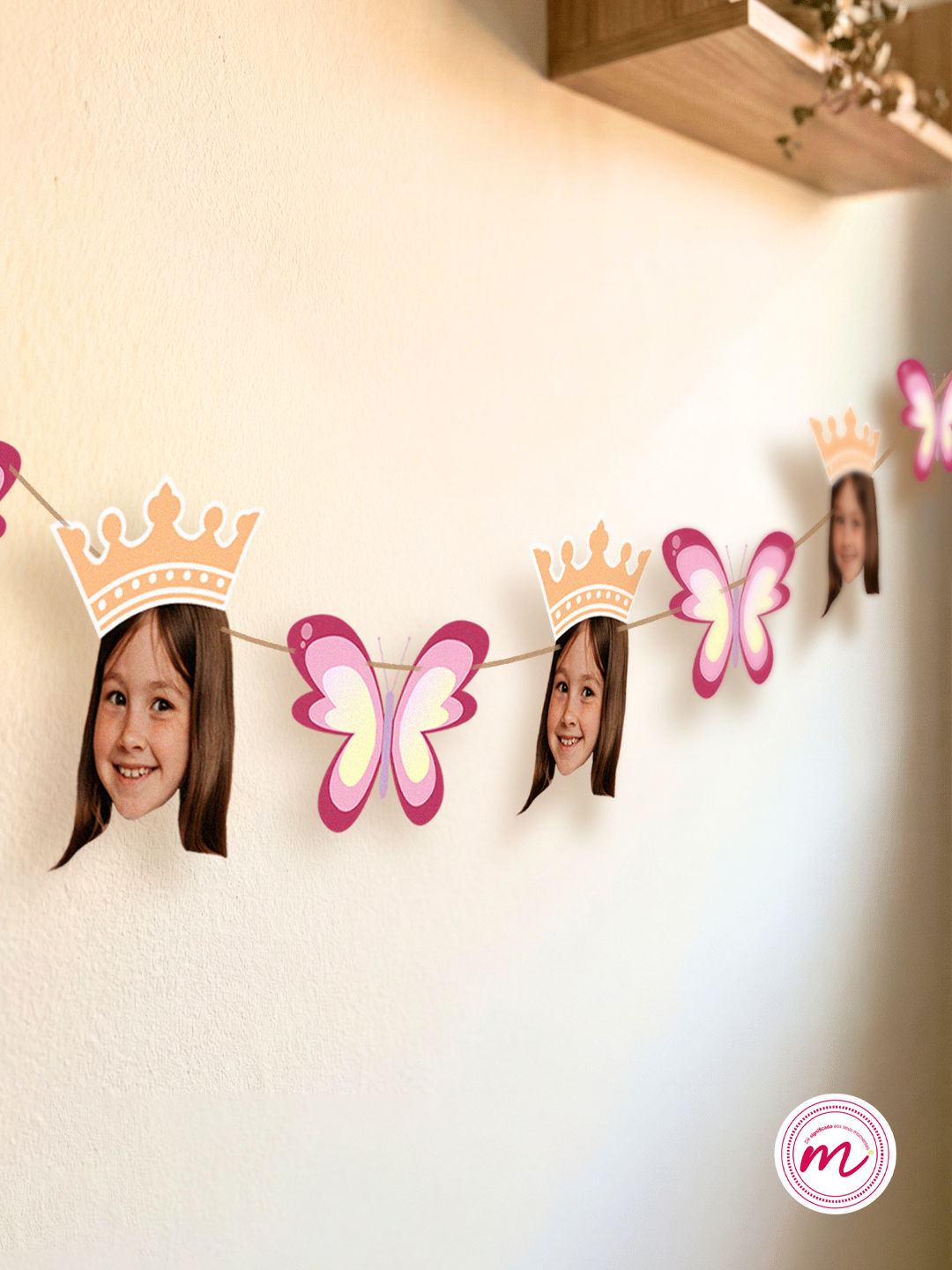 Bandeirola com foto Princesa Encantada | Decoração Infantil