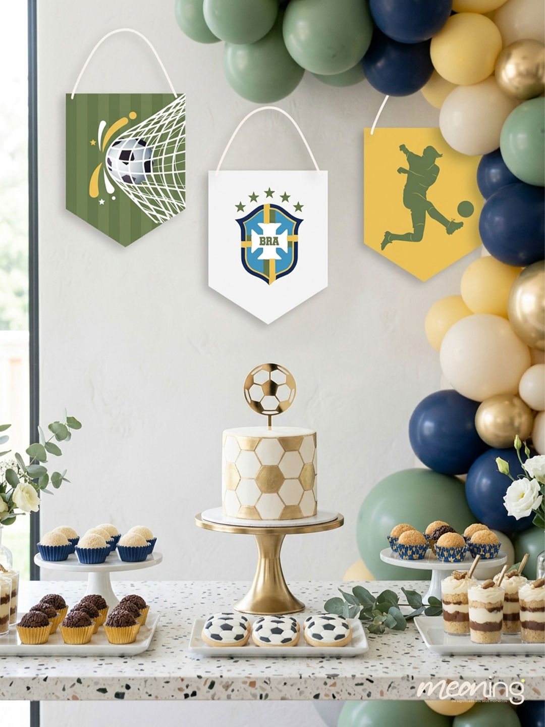 Painéis Decorativos Futebol para Parede | Kit com 3 Bandeiras A4