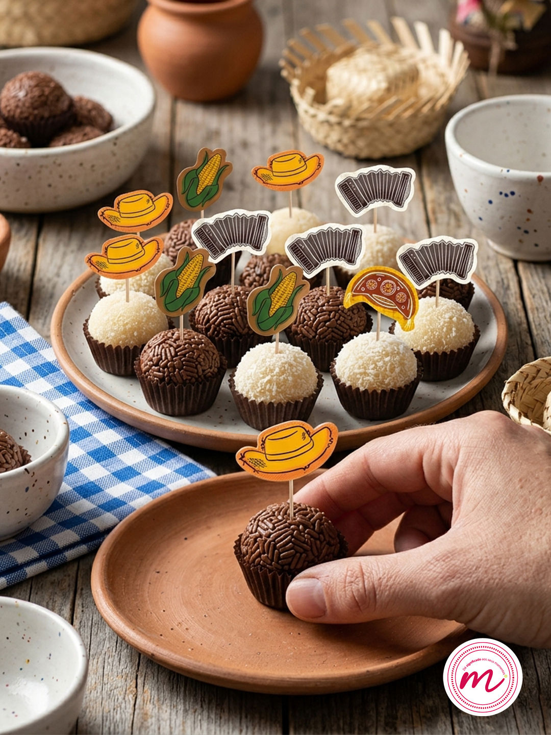 Topper Doces Festa Junina Arraial Colorido 20un Cupcake Decorativo