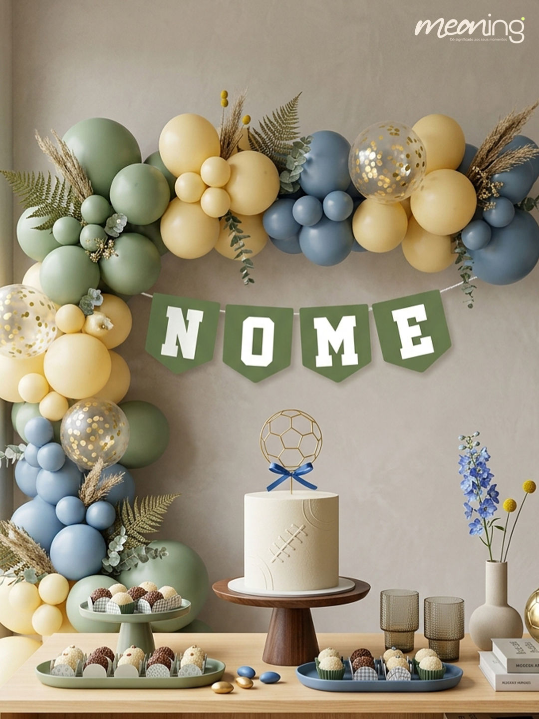 Bandeirola Futebol Personalizada com Nome | Decoração para Festa