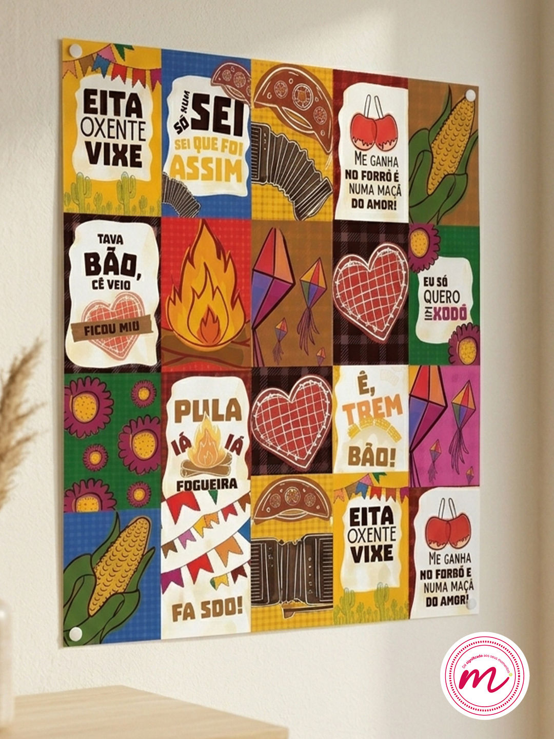 Painel Festa Junina Lambe Lambe Arraial Colorido 16un A4 Decoração Parede