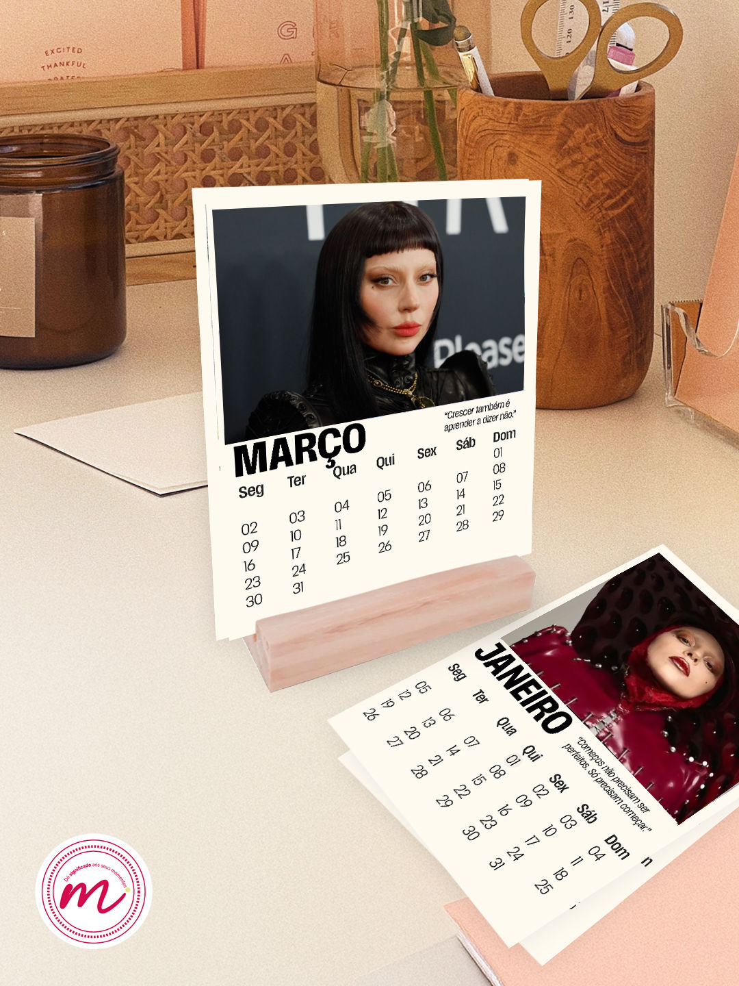 Calendário de Mesa 2026 Lady Gaga Personalizado com Fotos