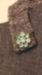 Thumbnail: 1940s Clayton purple and gray heathered day dress with notched collar