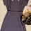 Thumbnail: 1940s Clayton purple and gray heathered day dress with notched collar