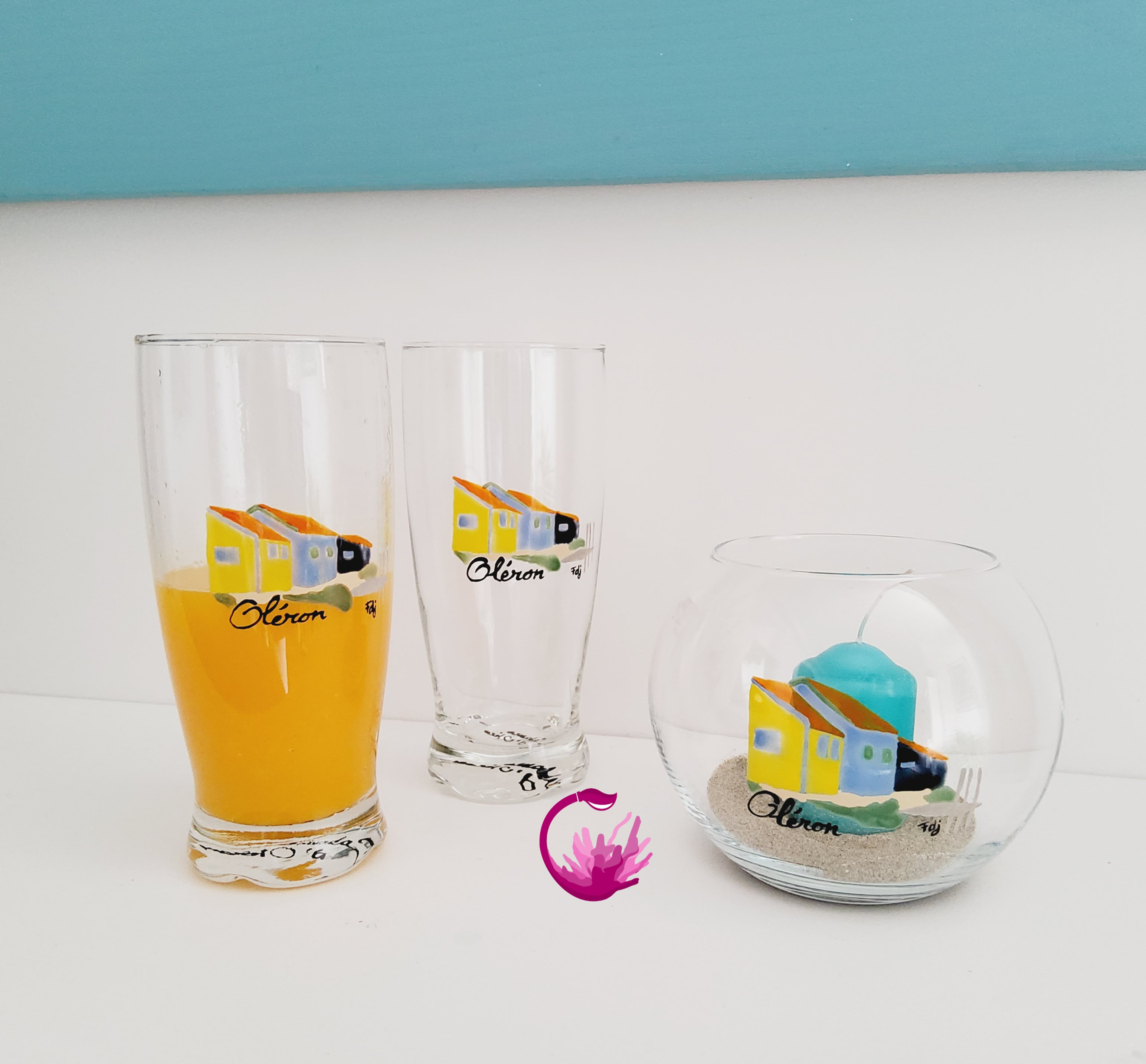 Verre Haut 37,5cl "Cabanes d'Oléron"
