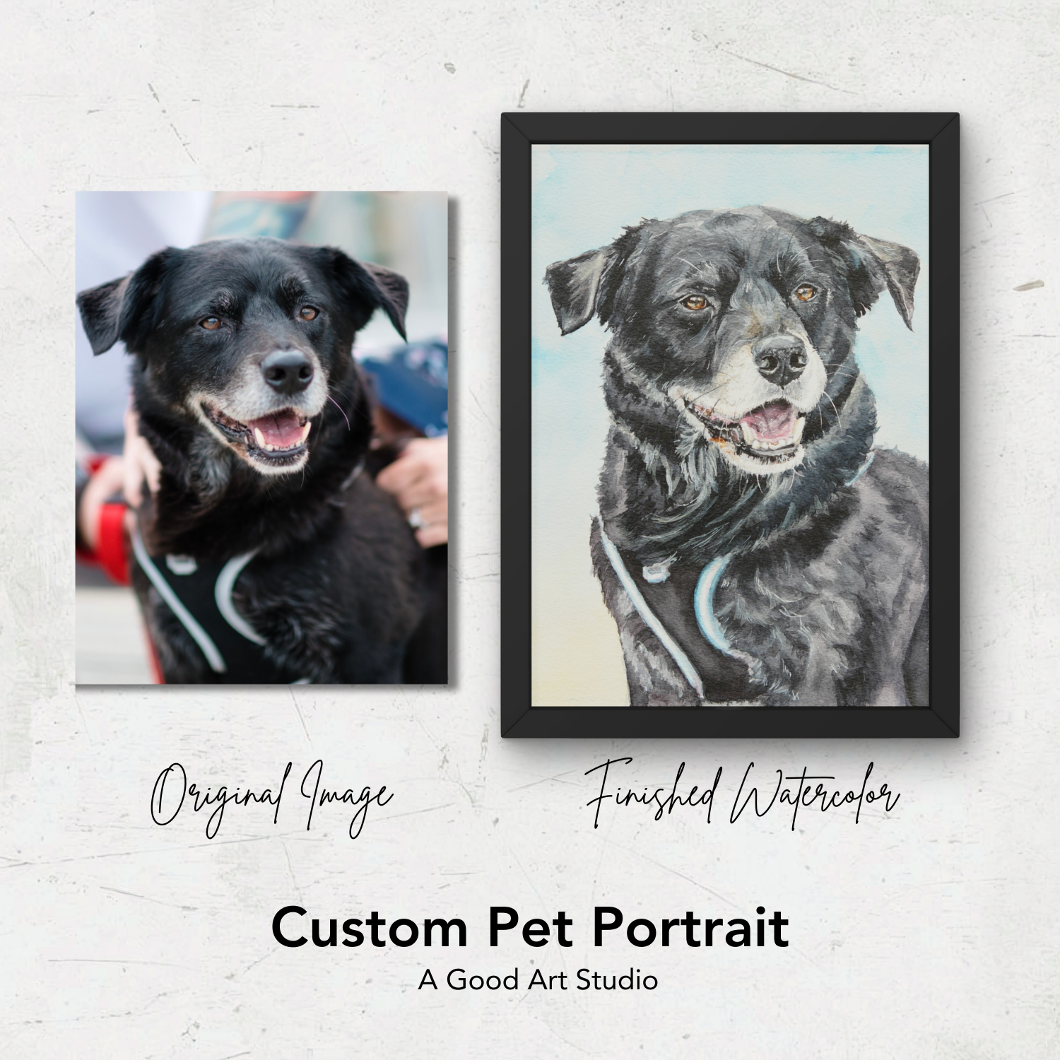 Handpainted Watercolor Pet Portrait - 5"x7"