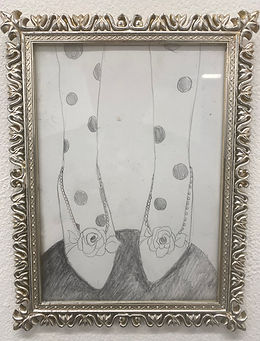 A drawing of a pair of legs wearing shoes