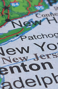 New York City, NY marked by a white map tack. The City of New York consists of the five b