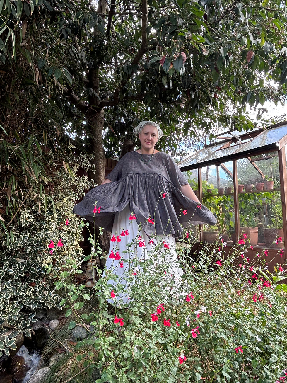 Thumbnail: Check Crinkle Cotton Tie-Up Hartigan Smock