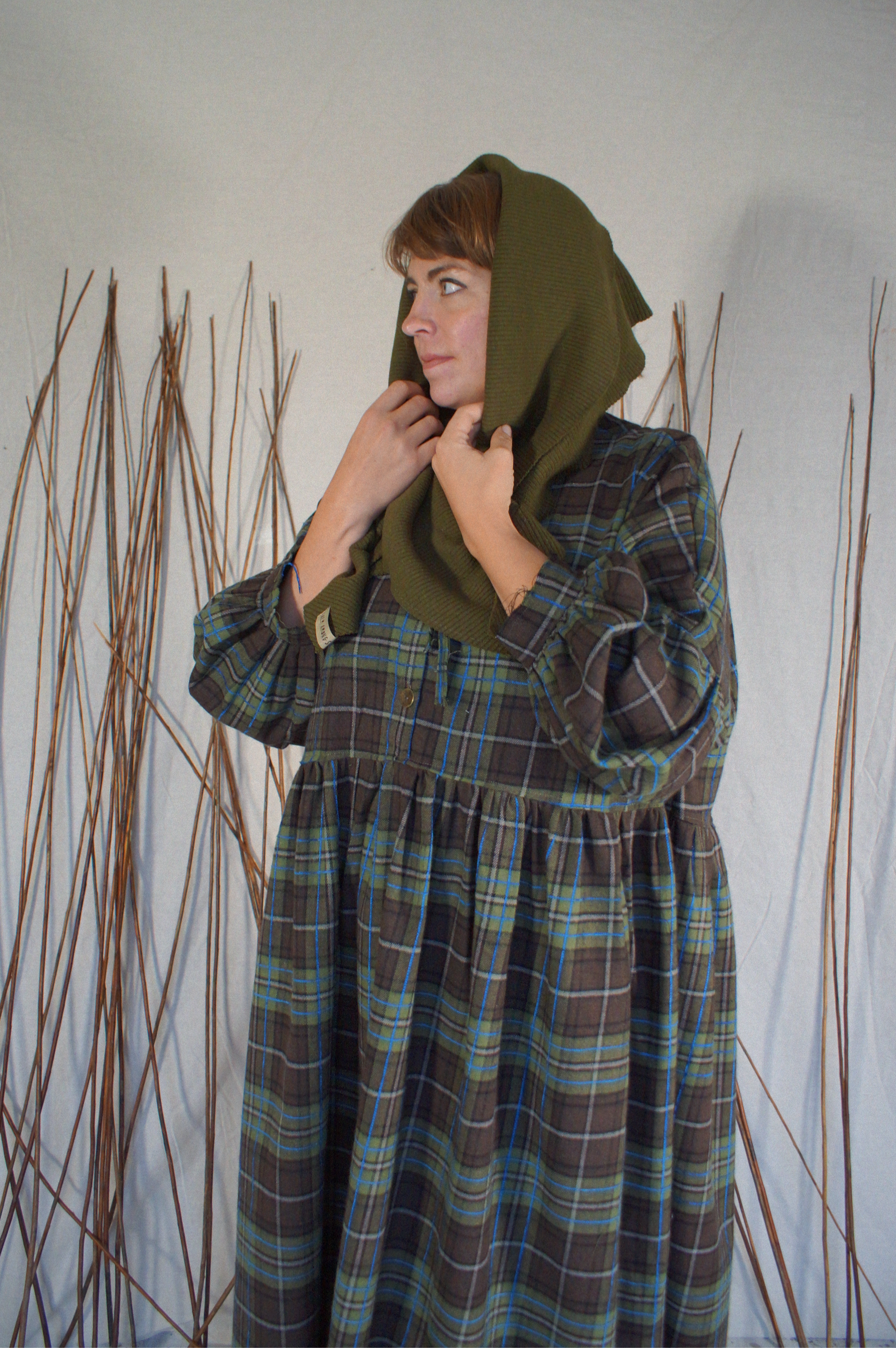 Duckweed Green Knit Scarf Hood