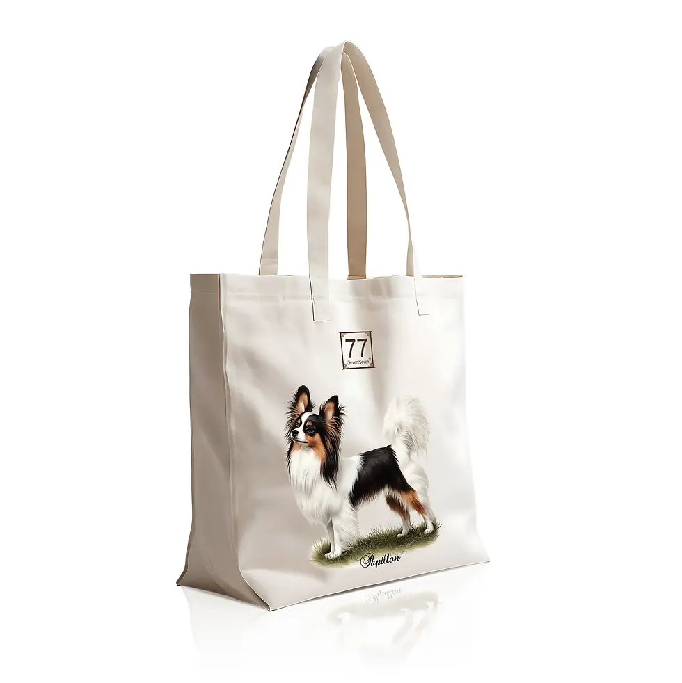 Miniature : Papillon (Continental Toy Spaniel) - cotton canvas tote bag